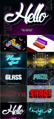 10 Psd style text effect editable set vol 1