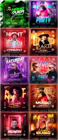 10 Psd Flyer, Night club, Dj club, Music party, Birthday, Retro party vol 9