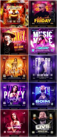 10 Psd Flyer, Night club, Dj club, Music party, Birthday, Retro party vol 8