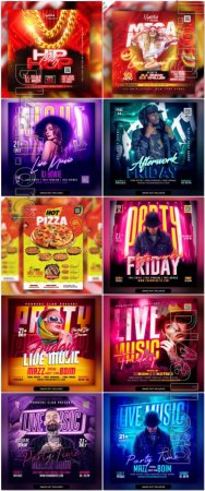 10 Psd Flyer, Night club, Dj club, Music party, Birthday, Retro party vol 4