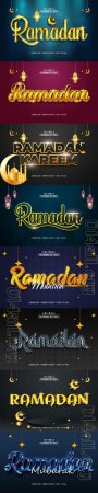 8 Psd Ramadan style text effect editable set vol 1