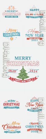 Merry christmas lettering and happy new year lettering in vector