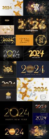 Happy new 2024 year, Merry christmas vector illustration