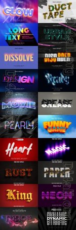 20 Psd style text effect editable set vol 68