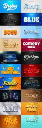 20 Psd style text effect editable set vol 83