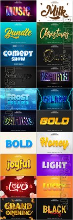 20 Psd style text effect editable set vol 84