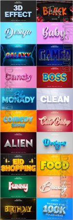 20 Psd style text effect editable set vol 80