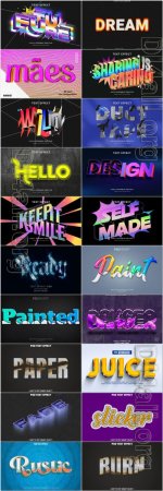 20 Psd style text effect editable set vol 76