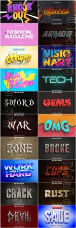 20 Psd style text effect editable set vol 75