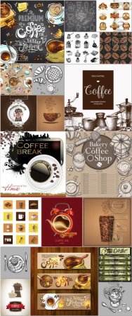 Coffee menu, logos, labels, elements in vector vol 2