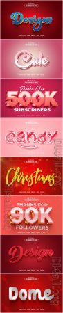 8 Psd style text effect editable set vol 48